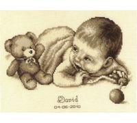 Vervaco Baby and Teddy Moment Birth Sampler Cross Stitch Kit