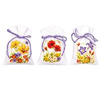 Vervaco Bag Counted Cross Stitch Kit 3.2 x 4.8 Inches 3/Pkg-Summer Flowers (18 Count)