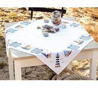 Vervaco Counted Cross Stitch Kit Beach Tablecloth - 100% Cotton, Multi-Colour, 80 x 2 x 20 cm