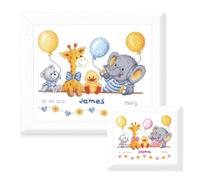Vervaco Counted X Stitch Kit – Birth Record Animal Cheer – Multi-Colour