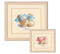 Vervaco Birth Record Babies Booties Counted Cross Stitch Kit, Multi-Colour