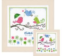 Vervaco Birth Record Birds Counted Cross Stitch Kit, Multi-Colour