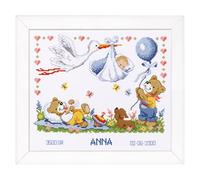 Vervaco Birth Record Counted Cross Stitch Kit, Multi-Colour,28 x 24cm