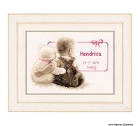 Vervaco Birth Record Cuddle Teddy Counted Cross Stitch, Multi-Colour