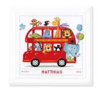 Vervaco Birth Record Funny Bus Counted Cross Stitch Kit, Multi-Colour, PN-0147691