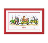 Vervaco Birth Record Tractor Counted Cross Stitch Kit, Multi-Colour