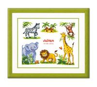 Vervaco Birth Record Zoo Animals Counted Cross Stitch Kit, Multi-Colour