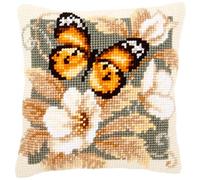 Vervaco Black and Orange Butterfly Cross Stitch Cushion, Multi-Colour