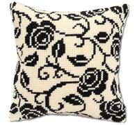 Vervaco Cross Stitch Cushion Blackworks Flowers Design Multi-Colour