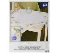 Vervaco "Blue and Yellow Flowers Tablecloth Counted Cross Stitch Kit, 100 Percent Cotton, Multi-Colour