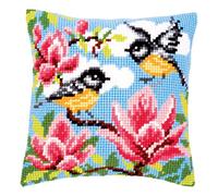 Vervaco Blue Tits Cross Stitch Cushion, Multi-Colour