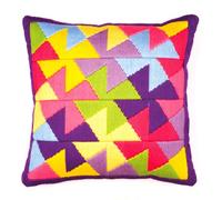 Vervaco Bold Printed Geometric Style Long Stitch Cushion Kit, Multi-Colour