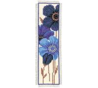 Vervaco Bookmark Blue Flowers 2 Counted Cross Stitch Kit, Multi-Colour