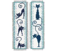 Vervaco Counted Cross Stitch Kit – Cheerful Cats Bookmark – Set of 2, Multi-Colour