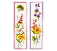 Vervaco bookmark counted cross stitch kit "Flowers" Set of 3, 6x20cm, DIY