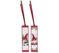 Vervaco Cross Stitch Bookmark Kit - Counted Christmas Gnomes, Multicoloured, Set of 2, 6x20 cm