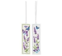 VERVACO Bookmark Cross Stitch Embroidery Kits Counted Cross Stitch Set Lavender 2 Piece DIY Set Adult Embroidery Reading Accessories Gift Counted Pattern Pack 6 x 20 cm Embroidery Set for Beginners