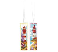 VERVACO Bookmark Cross Stitch Embroidery Kits Counted Cross Stitch Set Lighthouse Set of 2 DIY Set Adults Embroidery Reading Accessories Gift Counted Pattern Pack 6 x 20 cm Embroidery Set for