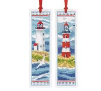 Vervaco Bookmark Cross Stitch Embroidery Kits Counted Cross Stitch Set Lighthouses Set of 2 DIY Set Adult Embroidery Reading Accessories Gift Counted Pattern Pack Approx. 6 x 20 cm Embroidery Kit for