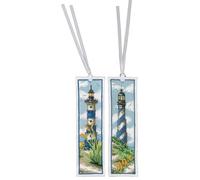 VERVACO Bookmark Cross Stitch Embroidery Kits Counted Cross Stitch Set Lightthouses Set of 2 DIY Set Adults Embroidery Reading Accessories Gift Counted Pattern Pack Approx. 6 x 20 cm Embroidery Set