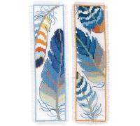 Vervaco Bookmark Kit Blue Feathers Set of 2