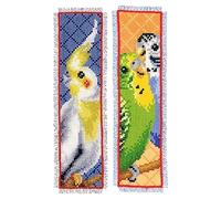 Vervaco Budgies Bookmark Kit Pack of 2, White, ca. 6 x 20 cm