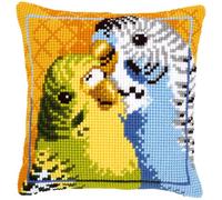 Vervaco Budgies Cross Stitch Cushion, Multi-Colour
