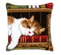 Vervaco Needlepoint Cross Stitch Cushion Kit Cat Sleeping Multicolour One Size