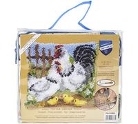 Vervaco Chicken Family on a Farm Latch Hook Cushion, Multi-Colour