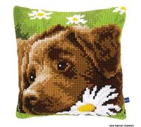 Vervaco Cross Stitch Cushion – Chocolate Labrador – Multi-Colour