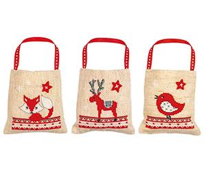 Vervaco Christmas Animal Gift Bag Set of 3