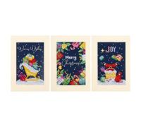 VERVACO Christmas Counted Cross Stitch Kit Set of 3 Cards with Window for Cross Stitch Approx. 10.5 x 15 cm DIY Creative Adults Embroidery Cards Embroidered Accessories for Crafts
