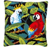 Vervaco Counted Cross Stitch B Cross Stitch Cushion Kit Tropical Birds, ca. 40 x 40 cm / 16" x 16"