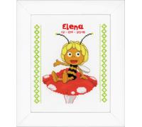Vervaco Counted Cross Stitch Birth Record Maya on Mushroom, NA, 19 x 21cm
