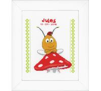Vervaco Counted Cross Stitch Birth Record: Maya: Willy on Mushroom, NA, 19 x 21cm