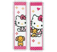 Vervaco Counted Cross Stitch: Bookmark: Hello Kitty with Dog (Set of 2), Cotton, NA, 6 x 20cm