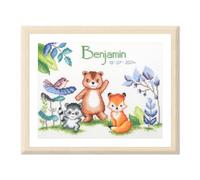 VERVACO Counted Cross Stitch Embroidery Kits Baby Birth Animals Wall Decoration Handmade Set for Adults Creative Craft Approx. 27 x 19 cm Birth Gift Home Decoration