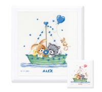 Vervaco Counted Cross Stitch Embroidery Kits Baby Birth Our Biggest Adventure Wall Decoration Handmade Set for Adults Creative Craft Approx. 28 x 29 cm Birth Gift Home Decoration