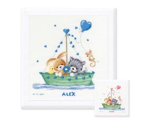 Vervaco Counted Cross Stitch Embroidery Kits Baby Birth Our Biggest Adventure Wall Decoration Handmade Set for Adults Creative Craft Approx. 28 x 29 cm Birth Gift Home Decoration