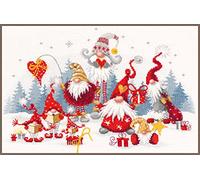 Vervaco Counted Cross Stitch Embroidery Kits DIY Embroidery Pictures Christmas Meeting Wall Decoration Handmade Set for Adults Creative Craft Approx. 38 x 27 cm Cross Stitch Pictures Set Home