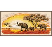 Vervaco Counted Cross Stitch Embroidery Kits DIY Embroidery Pictures Elephant Wall Decoration Handmade Set for Adults Creative Craft Approx. 42 x 20 cm Cross Stitch Pictures Set Home Decoration