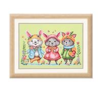 VERVACO Counted Cross Stitch Embroidery Kits DIY Embroidery Pictures Small Animals Wall Decoration Handmade Set for Adults Creative Craft 28 x 18 cm Cross Stitch Pictures Set Home Decoration
