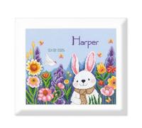 VERVACO Counted Cross Stitch Embroidery Kits Embroidery Kit Baby Birth Rabbit in The Garden Wall Decoration Handmade Set for Adults Creative Crafts 22 x 18 cm Birth Gift Home Decoration