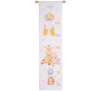 Vervaco Counted Cross Stitch Embroidery Kits Height Chart Children's Animal Party Wall Decoration Handmade Set for Adults Creative Craft Approx. 18 x 70 cm Cross Stitch Pictures Set Home Decoration