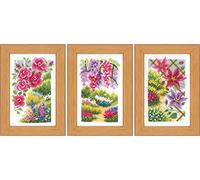 Vervaco Counted Cross Stitch Gard Kit Miniature in My Garden Set of 3, in My Garden (18 Count) 3/Pkg, ca. 8 x 12 cm/3.2 x 4.8 inches