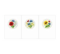 Vervaco Counted Cross Stitch Greeting Cards Kit - Field Flowers Set of 3