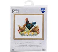 Vervaco Counted Cross Stitch Kit 12.8" X10.4" - Rooster & Chickens (14 Sides)