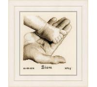 Vervaco Counted Cross Stitch Kit Baby Foot on Hand aida, Cotton Blend, Assorted, 32 x 6.6 x 37 cm