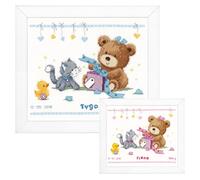 Vervaco Counted Cross Stitch Kit Bear & Present, Cotton, Multicoloured, 29 x 23 x 0,3 cm
