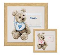 Vervaco Counted Cross Stitch Kit Bear with Bib aida, Cotton Blend, Assorted, 36 x 14 x 14 cm
